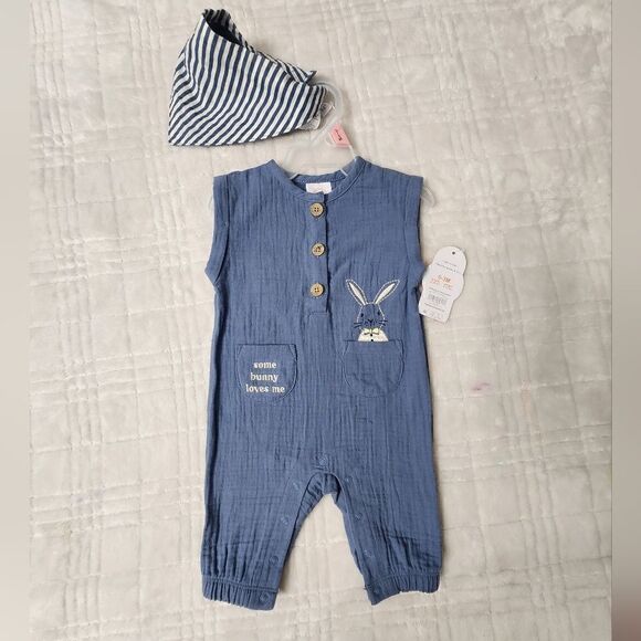 NWT Unisex Easter summer romper and bandana set, size 24 Months - Picture 1 of 3